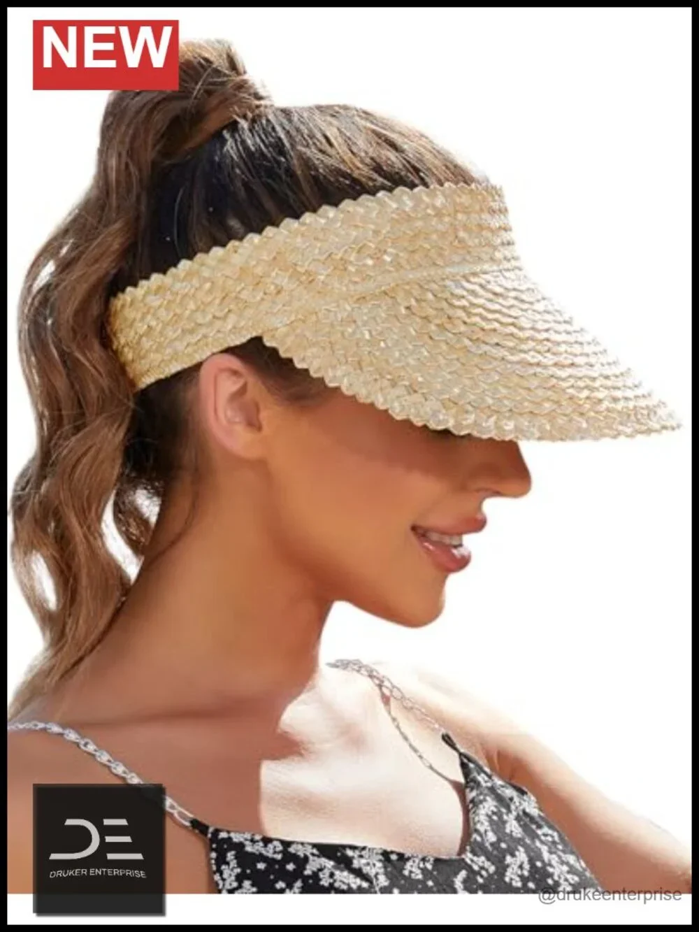 Handmade Straw Sun Visor Hat with UPF 50+ Protection for Beach or Outdoor